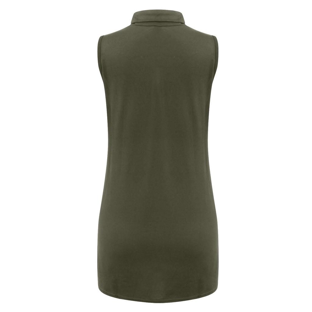 Women's Summer Casual Fashion Color Sleeveless Stitching Half Turtleneck Dress