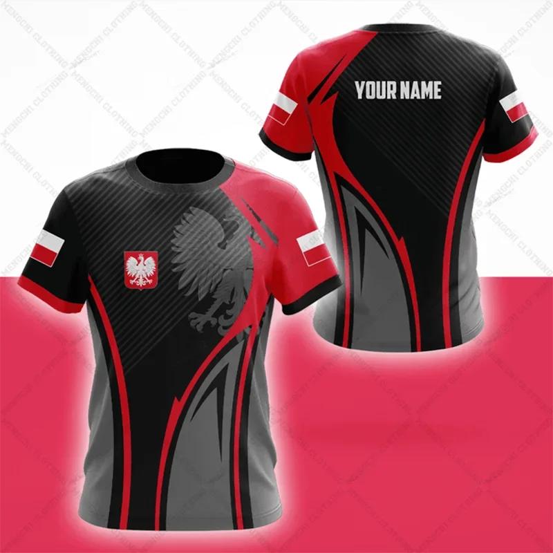 Odznak polské vlajky Warrior Camouflage 3D tištěný Pánské Crew Neck Krátký rukáv Oversized Volné Módní tričko Sportovní Rychleschnoucí