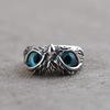 Retro Blue Eyes Owl Adjustable Ring for Women
