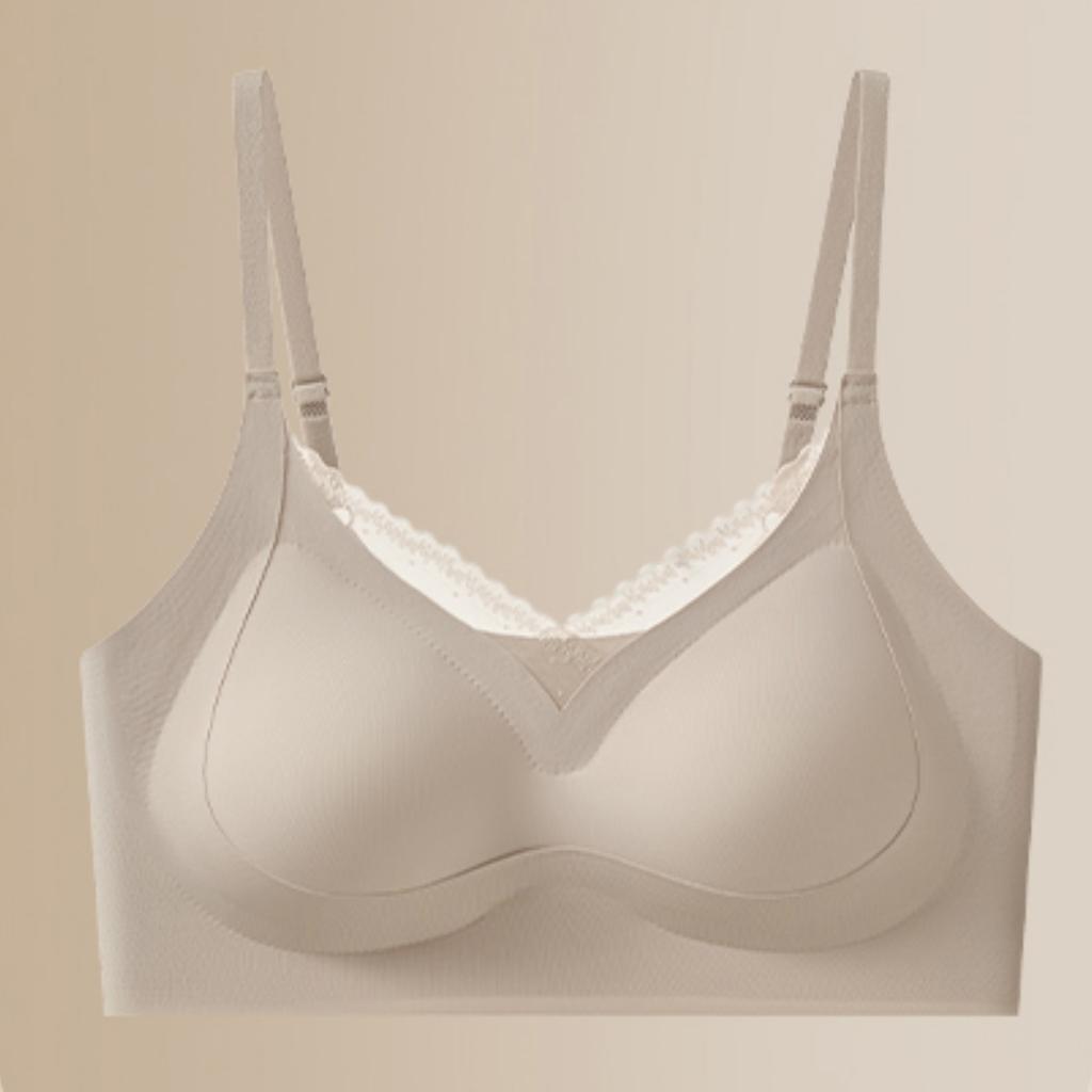 Lace beautiful back seamless gathering, pull anti-sagging, close sub-breast fixing cup, liquid foundation text