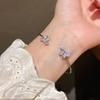 Butterfly Charm Double Layer Open Bracelet With Cubic Zirconia For Fashion Women