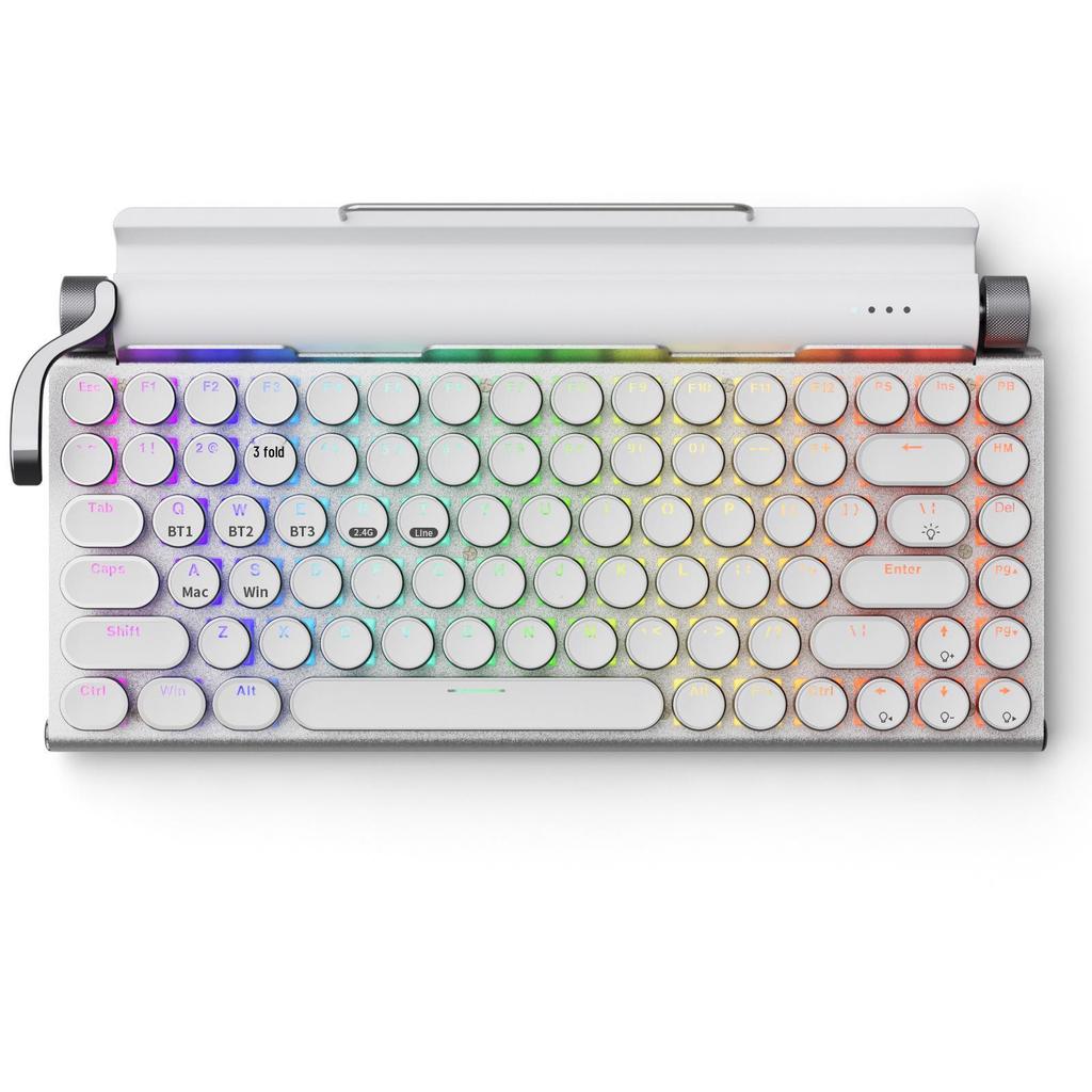 Retro Punk Mechanical Gaming Keyboard: Wired/Wireless Bluetooth with Blue Switch