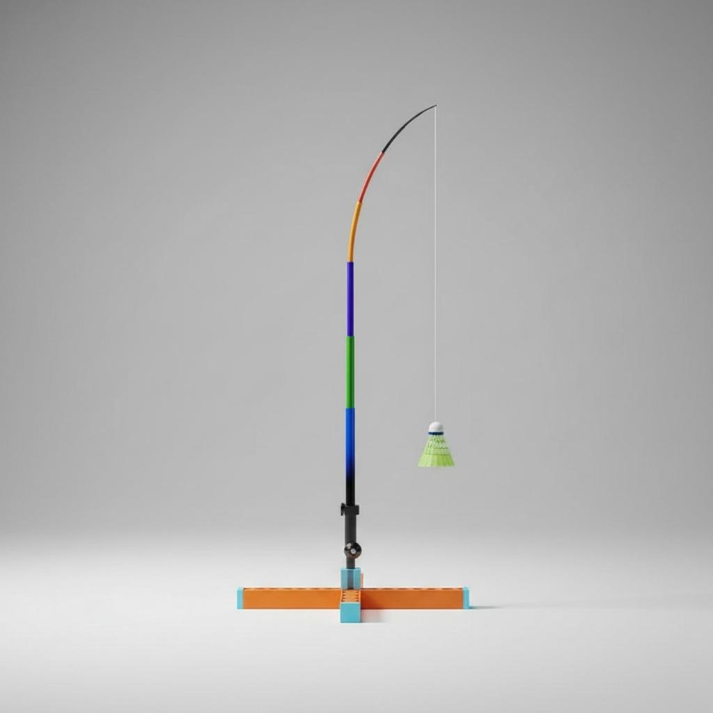 Solo Badminton Practice Device with Elastic Pole Portable for Outdoor, Beginners