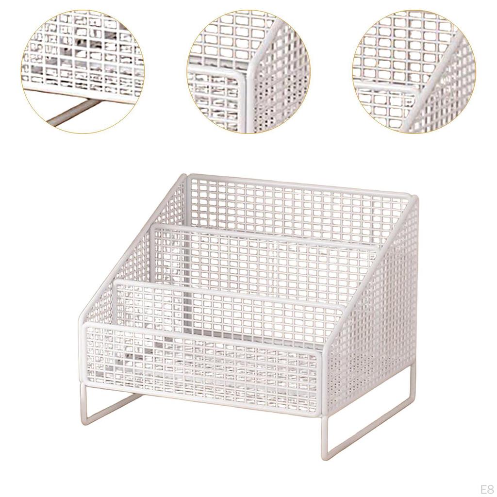 Plattenständer 3 Fächer Aufbewahrungsregal Arbeitszimmer Schreibtisch Organizer Metall