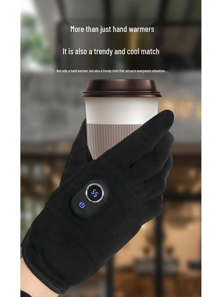 Rechargeable Ultra-Thin Fingerless Touchscreen Electric Heating Gloves for Winter Riding