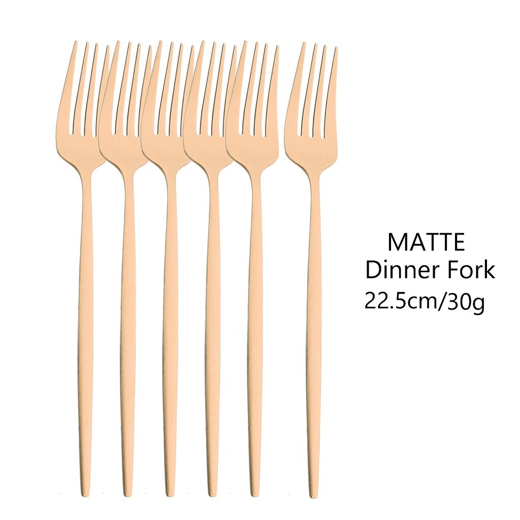 6Pcs Matte Stainless Steel Dinner Fork Set Cutlery Gold Silverware Kitchen Flatware Western Dinnerware Restaurant Table Forks