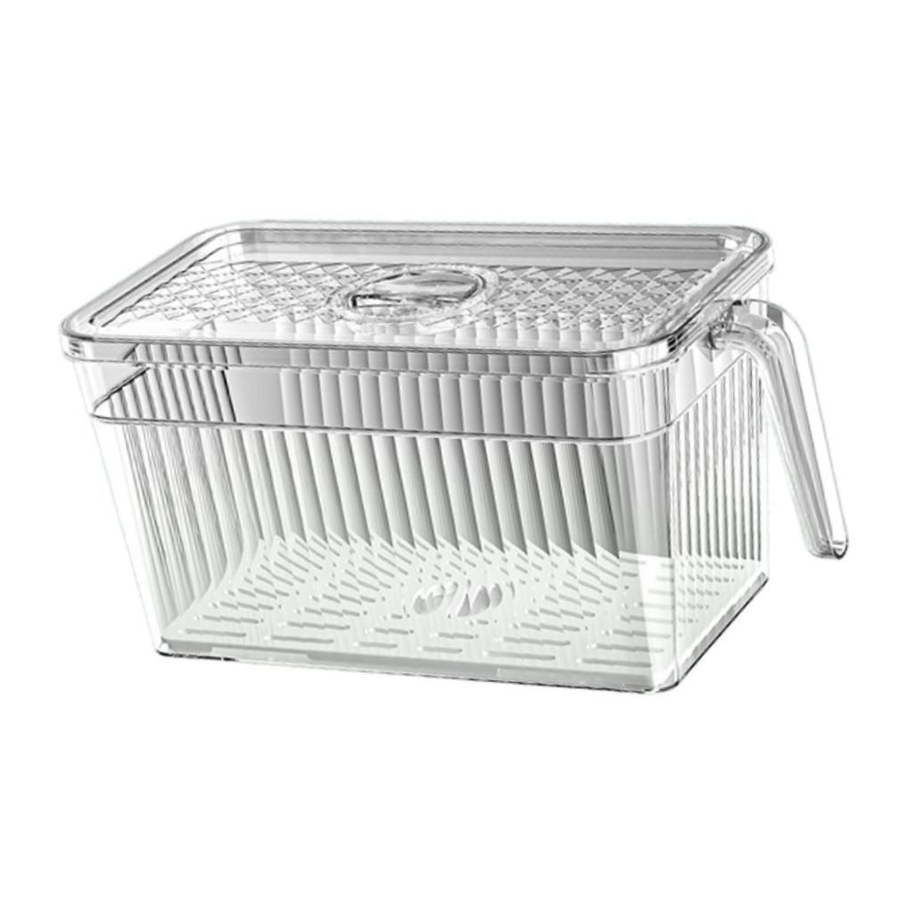 Refrigerator Organizer Bin with Draining Tray for Cabinet Drawer Pantry