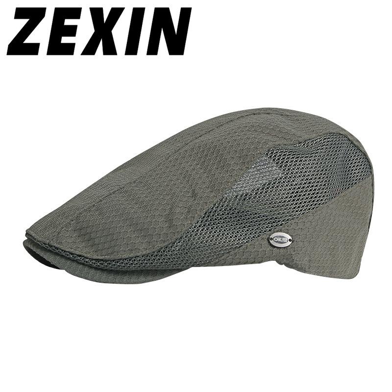 ZEXIN Mesh Beret Hat Men's Summer Outdoor Sunscreen Sun Hat Light Breathable Duck Tongue Cap Female Fashion Casual Cool Cap