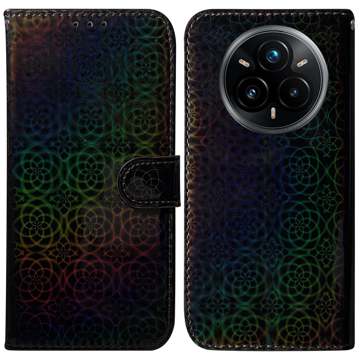 

For Realme 14 Pro+ 5G Stand Case Dazzling Flower Leather Phone Cover Black