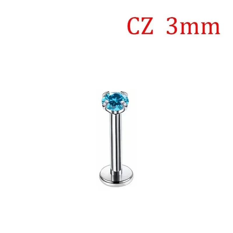 1 Stück G23 Titan Piercing CZ Stein Innen Gewinde Labret Monroe Lippenring Tragus Nagel Helix Ohrstecker 16G 18G Körperschmuck