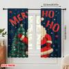 2 Stück, 2D-Flachdruckmuster Vorhänge Weihnachtsmann & Verschneites Dorf Polyestergewebe (ohne Stange) Innendekorationen – Ideal für