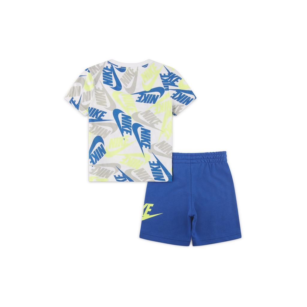 Nike Color Block Logo Sports Short Sleeve And Shorts Casual Sports Set Kids sets Game-Royal DM3773-480
