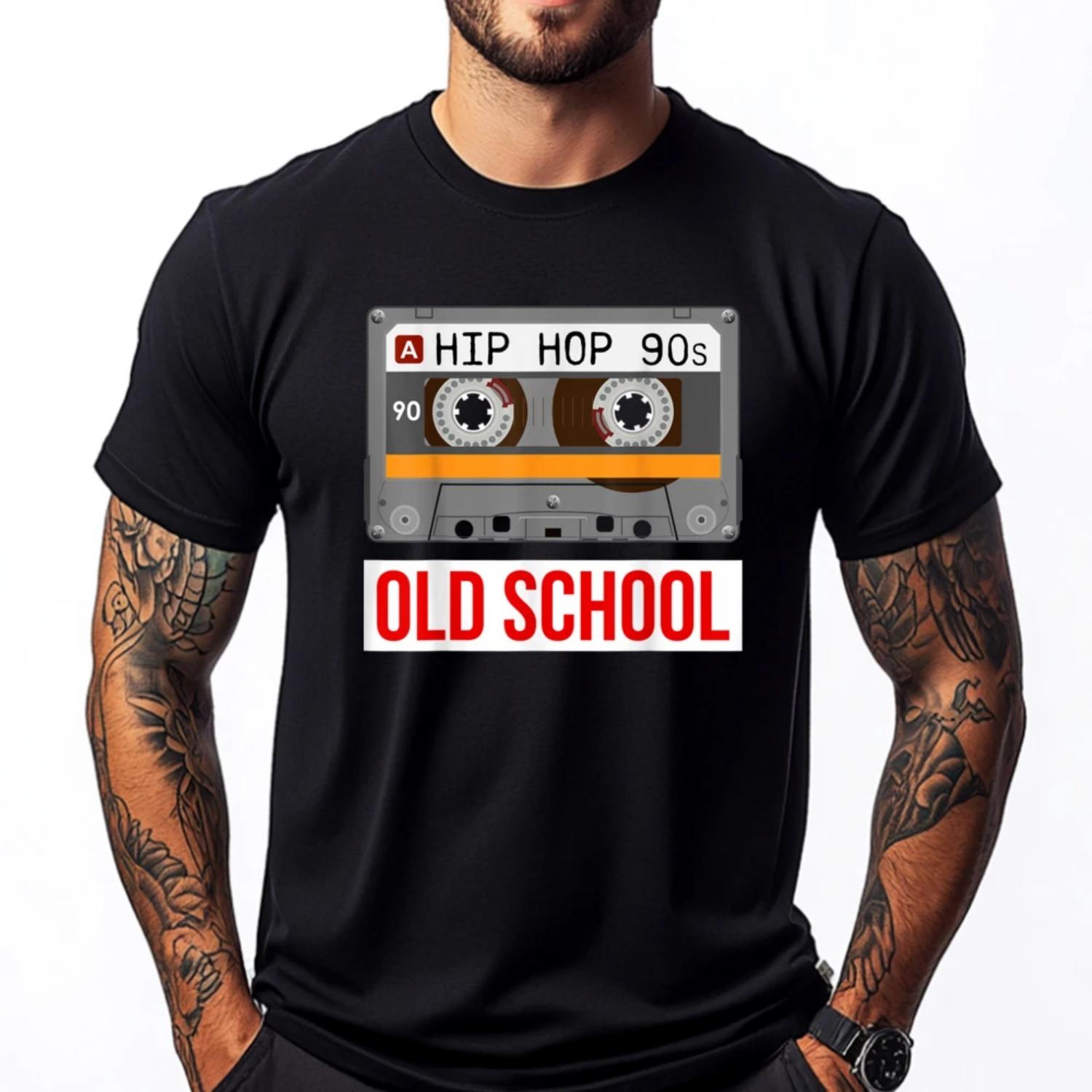 

Old School Cassette Tape Rap Music Lovers Black Shirt Graphic Tees T-Shirts Designer Clothes Oversize Man Harajuku S чёрный