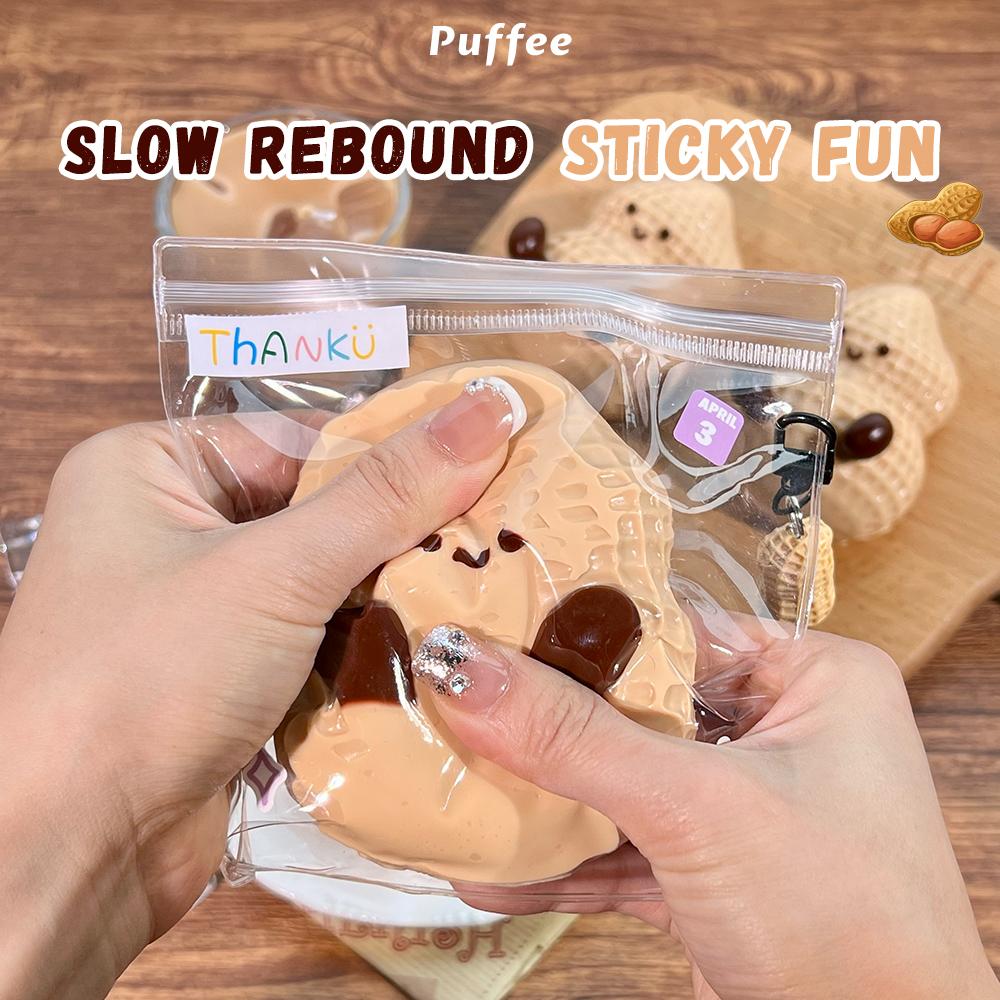 Erdnuss-Lebensmittelechtes Silikon Squishy Spielzeug, Handgemachtes Taba Squishy, Cremig Weiches Klebendes Langsam Zurückprallendes Quetschspielzeug, Glückliches Kneten