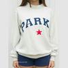 Women's Mock Neck Long Sleeve Oversized Casual Top Letter Star Patch Embroidery Cotton Vintage Streetwear Sweatshirt Blouse