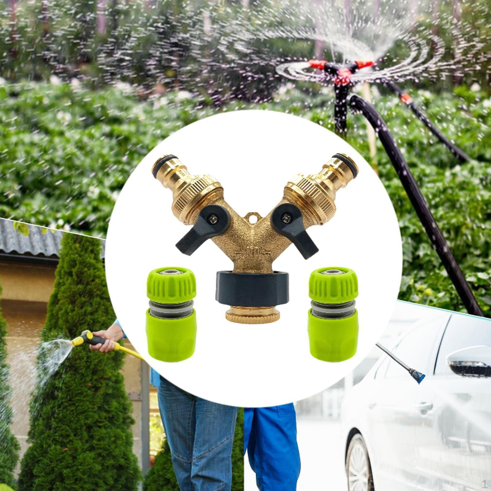

Garden Hose Splitter Brass Connector 2 Way Portable Premium Sturdy Replacement Professional Tap