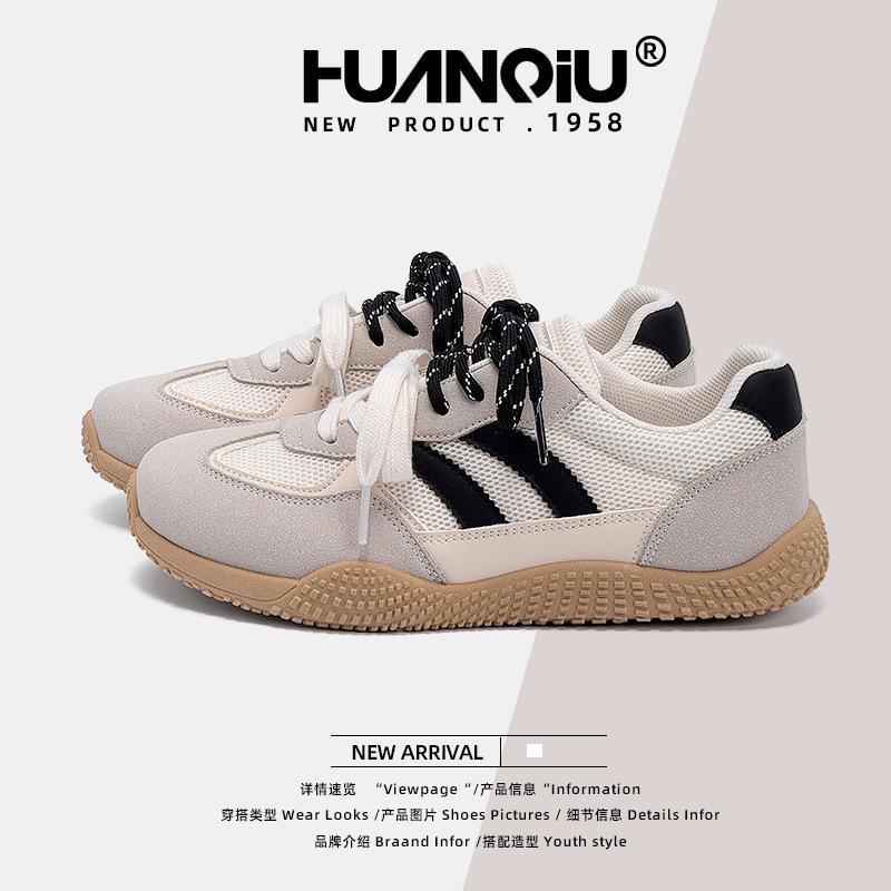 Global German Training Shoes Women's ZHQ-HY2123 Summer New Mesh Breathable Casual Shoes Soft Sole Versatile White Shoes Women