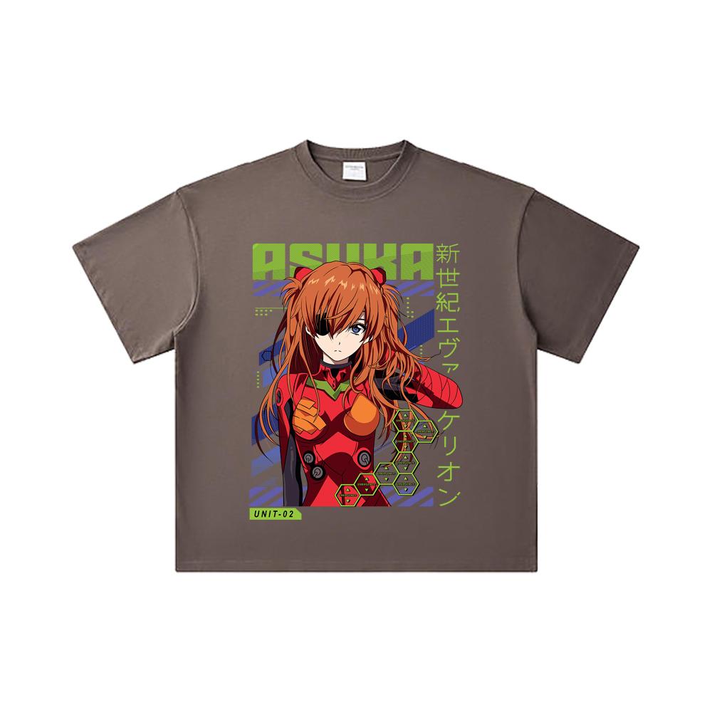 260 GSM Double Yarn 32 Count 100% Cotton Evangelion V3 Asuka Print Unisex Heavy Cotton T Shirt