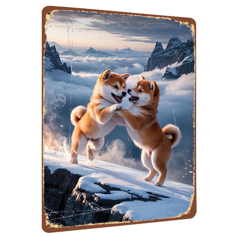 

Cute Shiba Inu Playing On Snow Custom Metal Wall Art Home Decor Living Room Bedroom Gift 20x30cm（7.8x11.8inch）