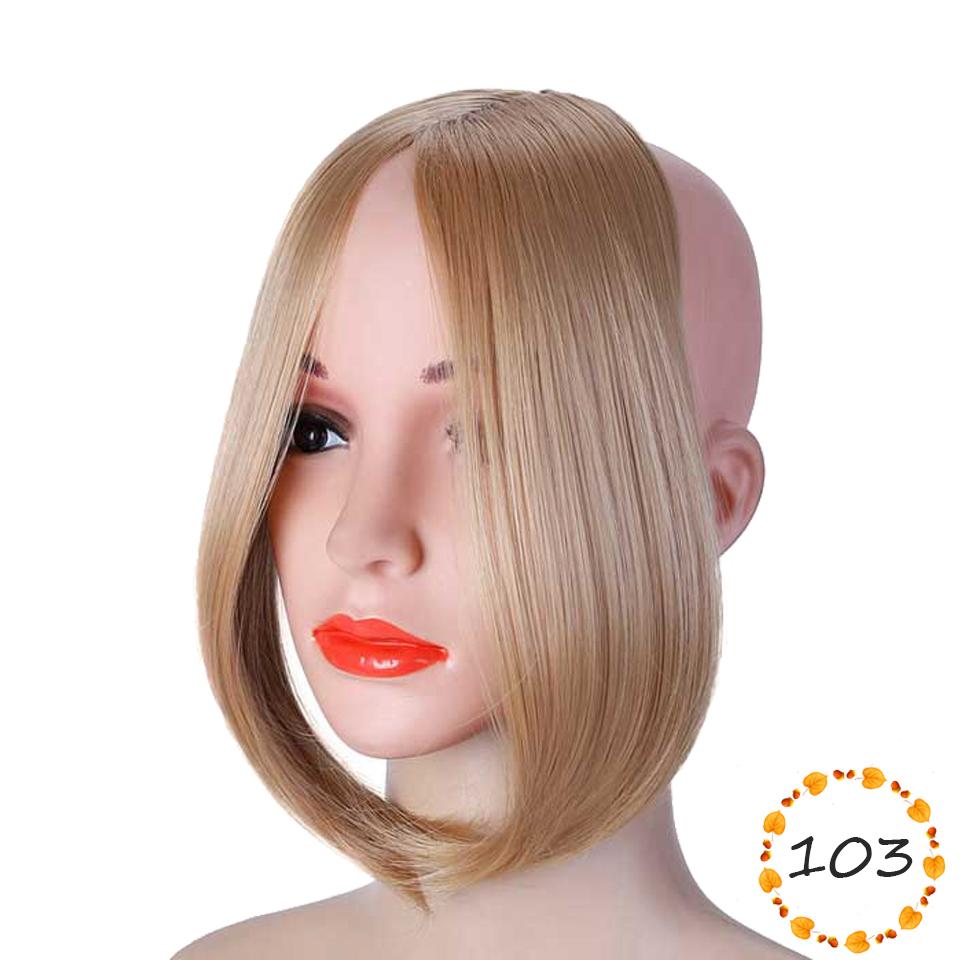 Lang klips foran Hår Bang Side Bangs Forlengelse av håret Ekte naturlig syntetisk smell Hårstykke