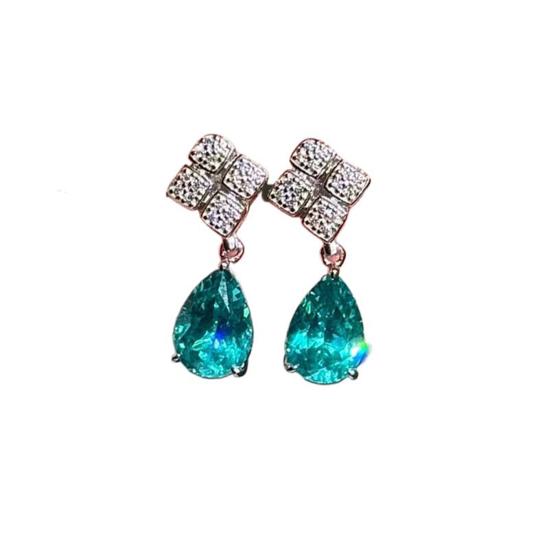 Elegantní intarzie lehký luxus nové v náušnice kapka vody z drahokamu Paraiba pro ženy náhrdelník móda jemný styl šperky sady