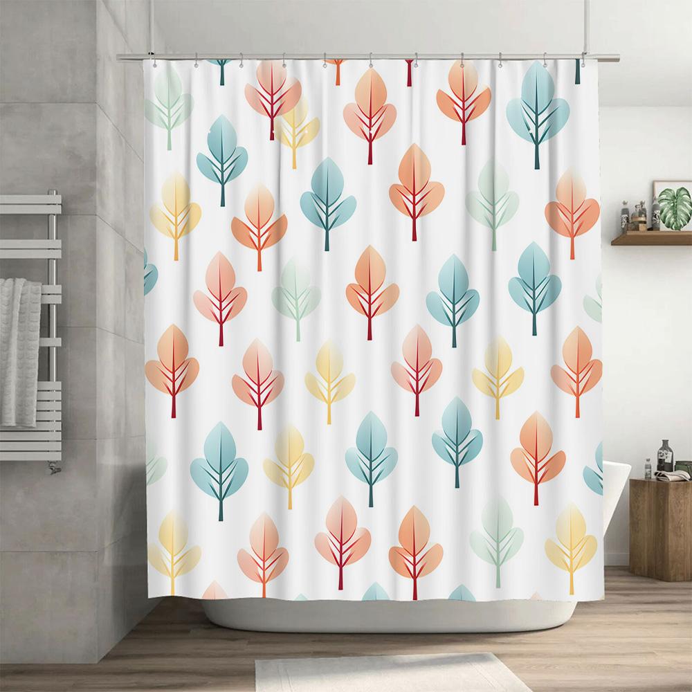 Colorful Leaves Shower Curtain Modern Bathroom Decor Easy Installation Perfect for Any Space