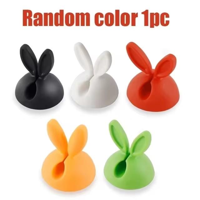 Cute Rabbit Ear Cable Manager Desktop Car Dashboard Charger Cables Clasp Clip Desk Line Organizer Bunny Ear Winder Holder