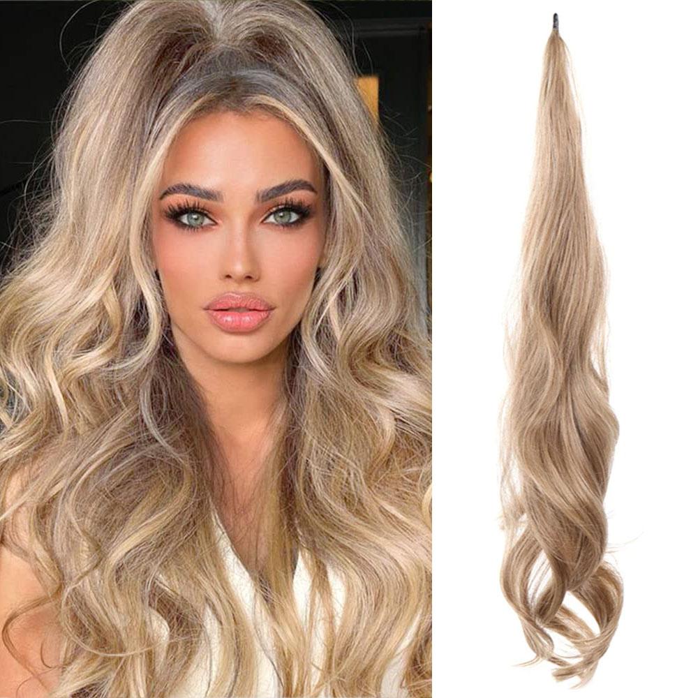 

32 дюйма эластичные накладные волосы для хвоста, длинные, смешанные, светлые, черные, для женщин, ежедневного использования