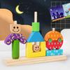 Wooden Blocks Stacked Shape Matching Game Montessori Logical Thinking Training Creative Day/Night Themed Puzzle Games Kids Toys
