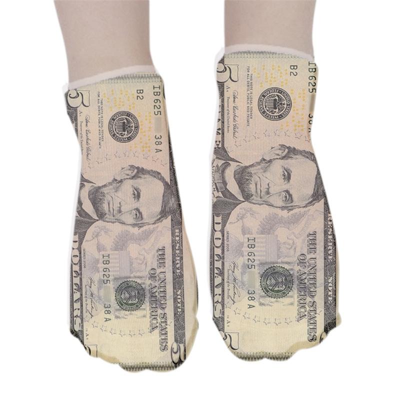Herren Damen Lustig Unisex Neuheit 3D Gedruckte Knöchelsocken Dollar Schein Geld Muster Kurzschaftsocken Weihnachtsfeier Geschenk