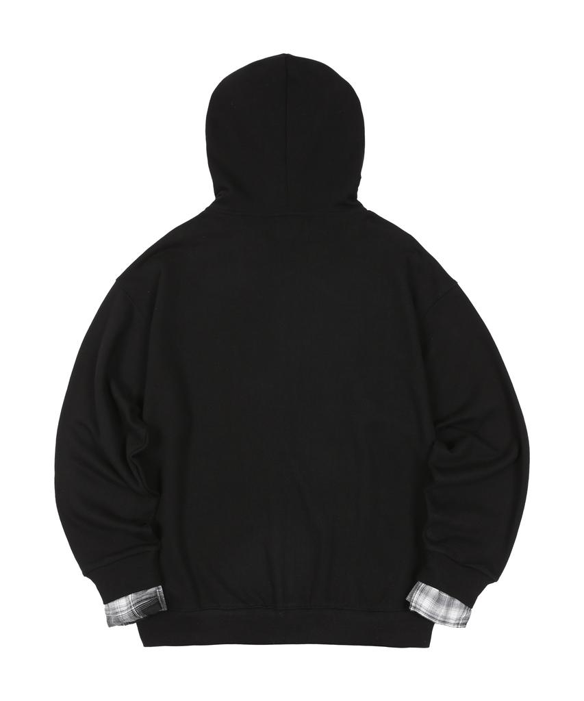 Bp2 Disorder Check Layered Symbol Logo Zip-Up Hoodie Black