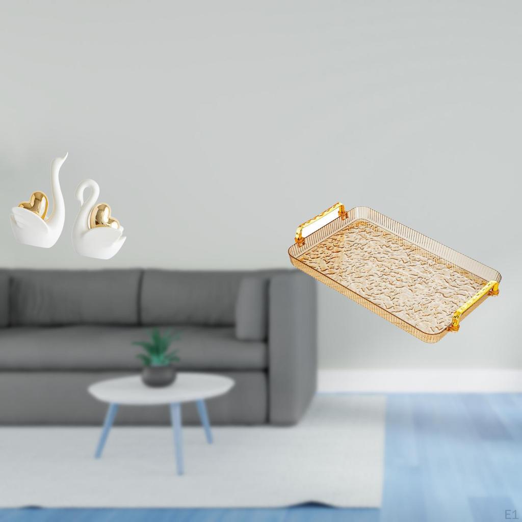 Elegant Swan Couple Figurines And Versatile Coffee Table Tray Set for Home Decor Dining Room Jewelry