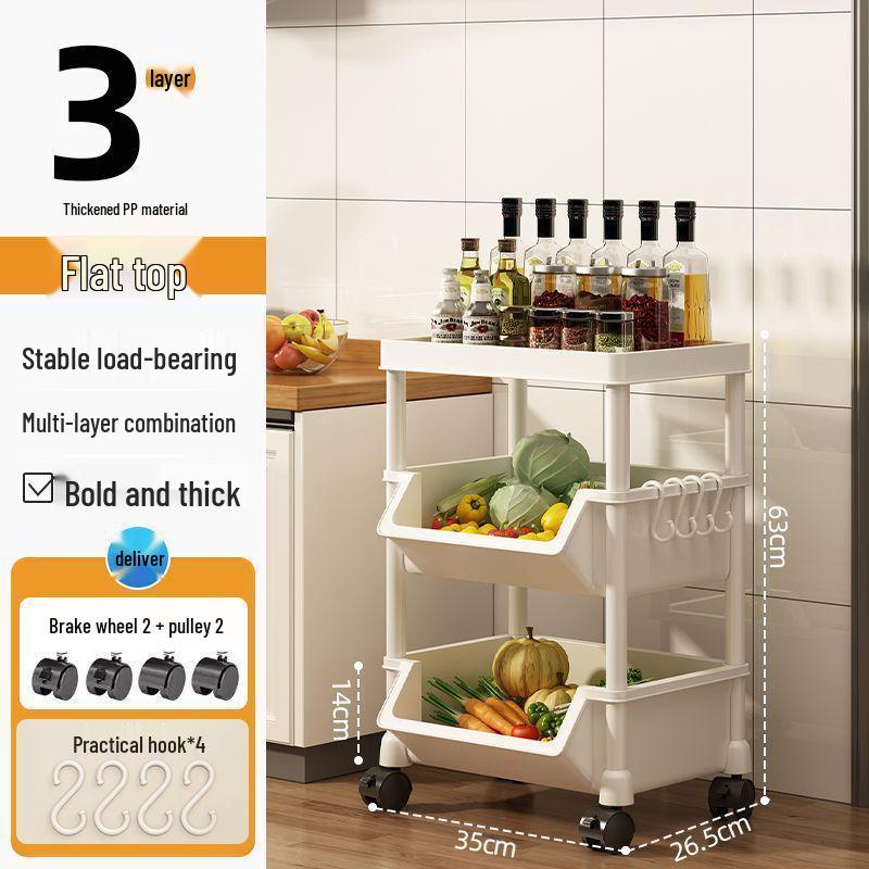 Movable Multi-layer Kitchen Storage Rack for Toys, Snacks, Fruits & Vegetables - Floor-standing and Multi-functional Shelf.