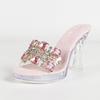 Damen Sexy Strass-Stiletto-Slipper Kristall-Transparente Plateau-Absätze Sommer-Bankett-Party Damen-Schuhwerk LFD-198711-Q3
