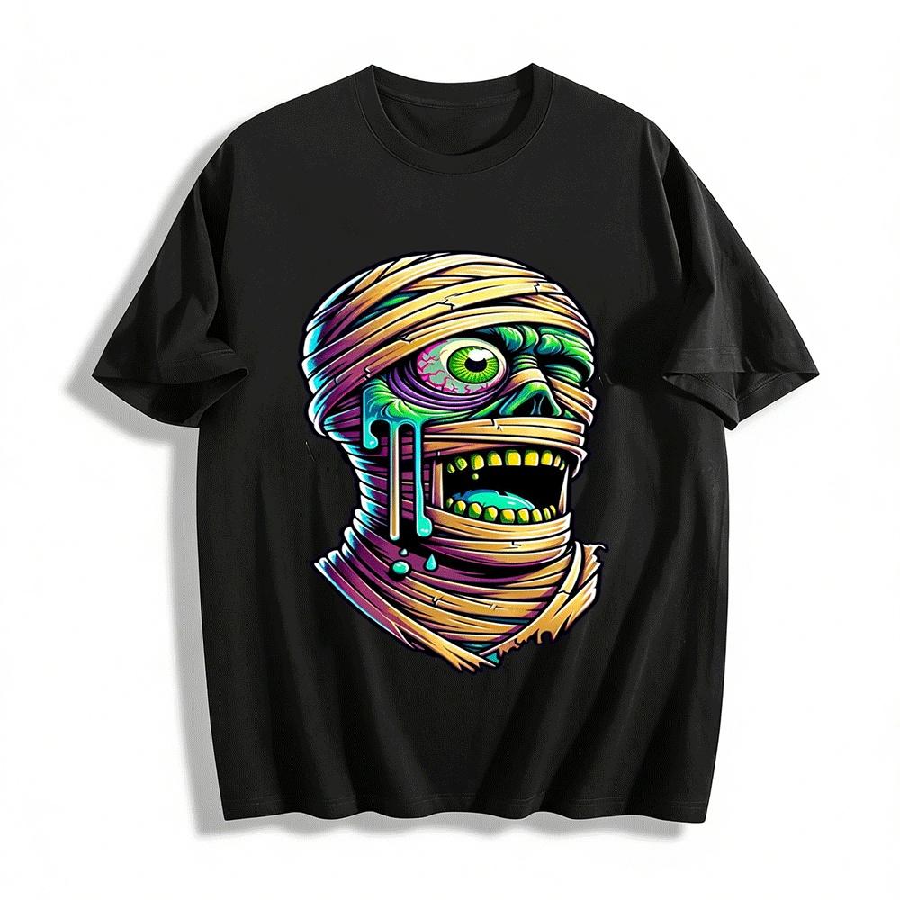 

Spooky Mummy Print Trendy Cool Graphic Tee For Men Women Pure cotton T-shirt XXS