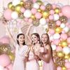 Pastel Pink Ballon Kit White Metal Gold Confetti Balloons Garland Arch Wedding Anniversary Baby Shower Birthday Party Decoration