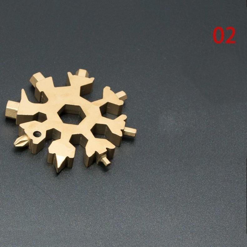 Portable 18 In 1 Mini Snowflake Multi Pocket Tool Spanner Hex Wrench Multipurpose Camp Survive Outdoor Hike Key Ring Key Chain