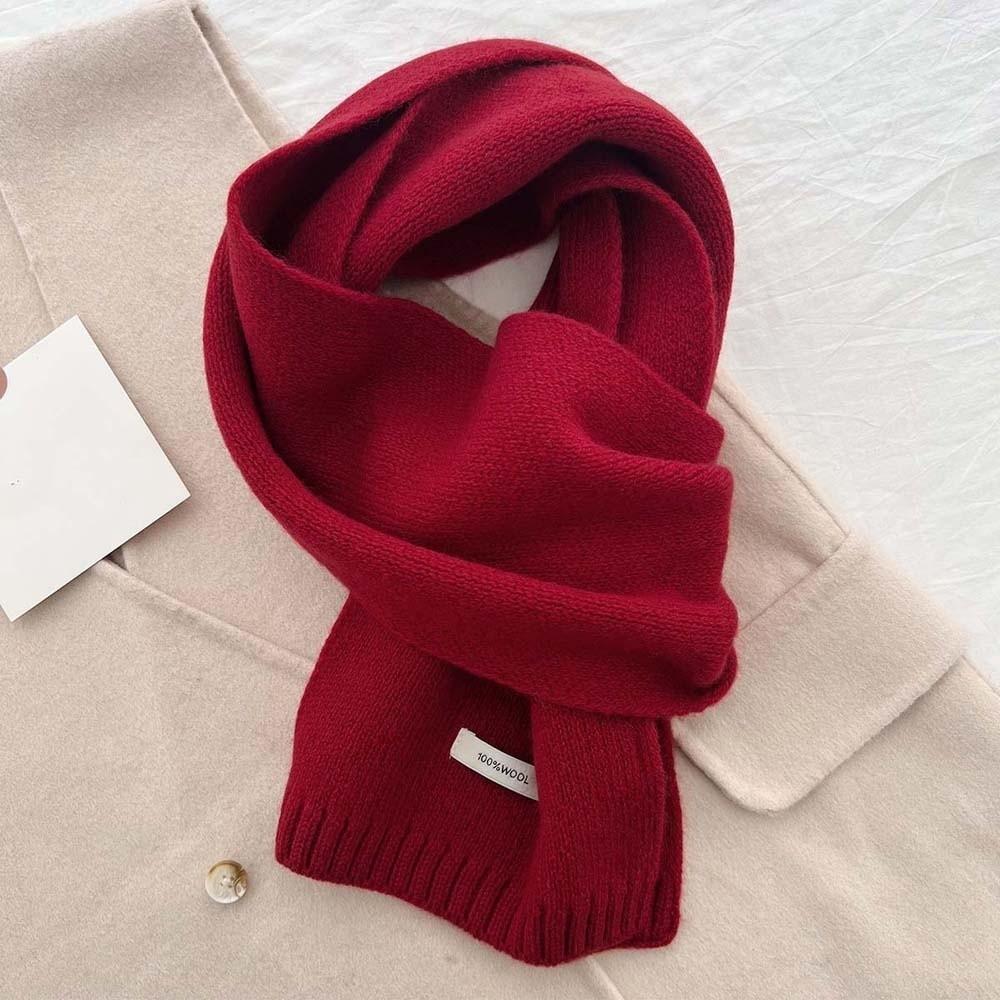 Cold-proof Knitting Wool Scarf Solid Color Winter Warmer Scarf Long Thickened Neckscarf  Winter