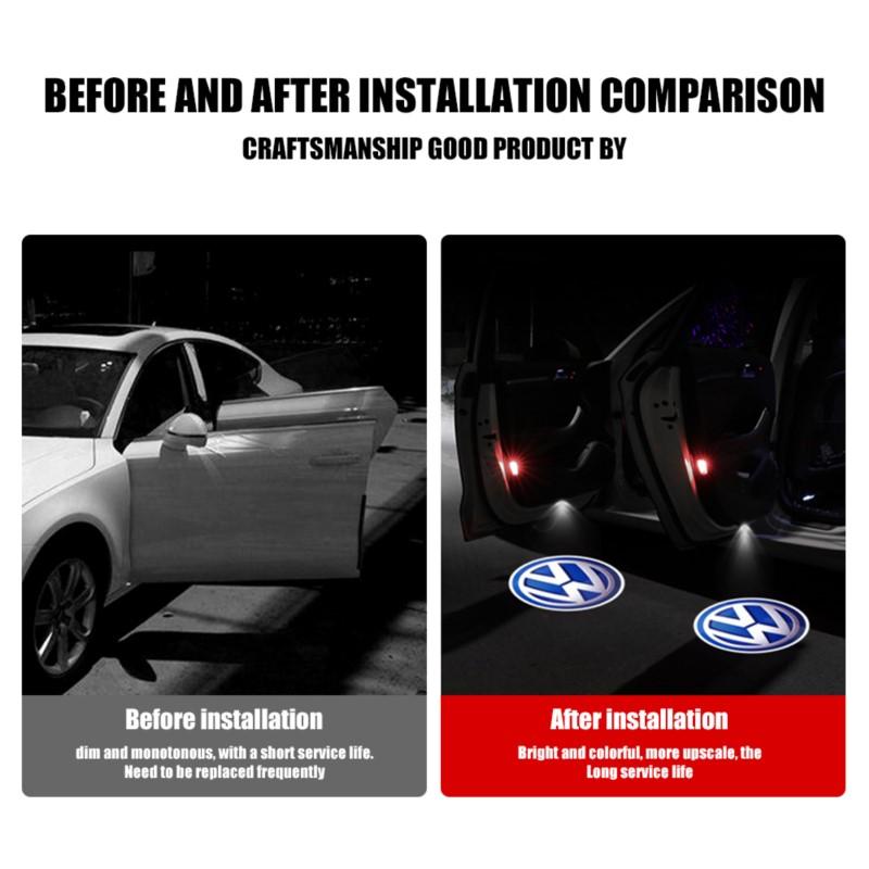 2PCS Car Door Projector Lamps LED Welcome Lights For VW Lavida 2008-2011 Touran Beetle 2006-2016 Caddy Bora 2005 GOlf 2002-2008