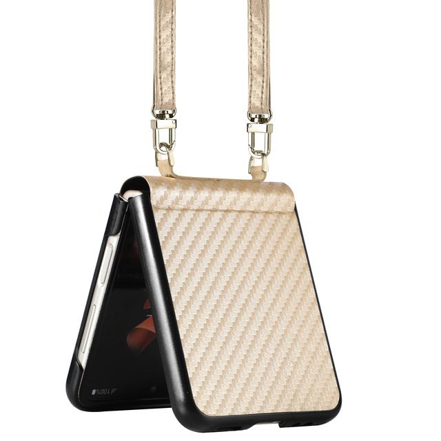 

Чехол из углеродного волокна с защитой от отпечатков пальцев для Samsung Galaxy Z Flip 3 Flip4 Flip 4 Flip3 5g с матовым ремнем на плечо for Samsung Z Flip 3 хаки