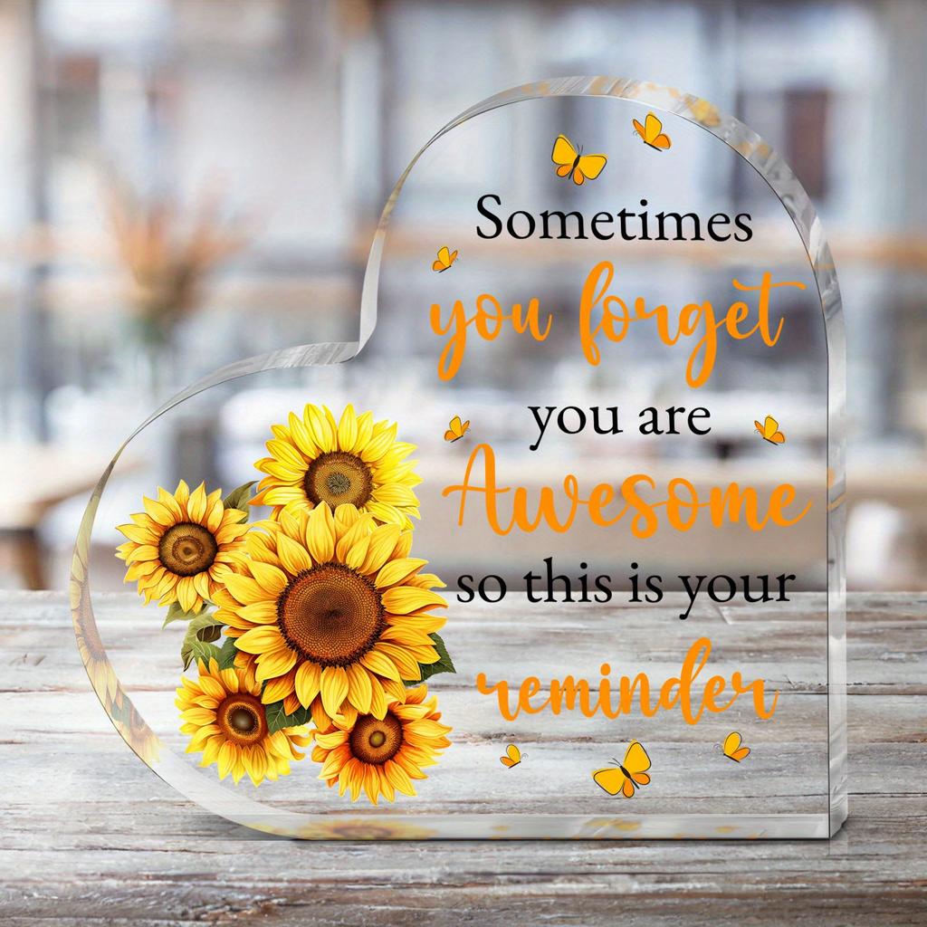 2D Flat Classic Acrylic Inspirational Plaque, Tabletop Decor with Encouragement Message, Multipurpose for Easter,  Mother'S Day, Birthday Gifts