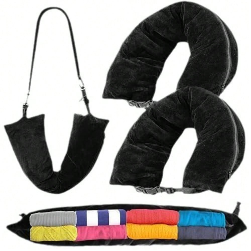 Travel Headrest, Fillable Portable Travel Pillow, Travel Storage Bag Cervical Pillow Airplane Pillow