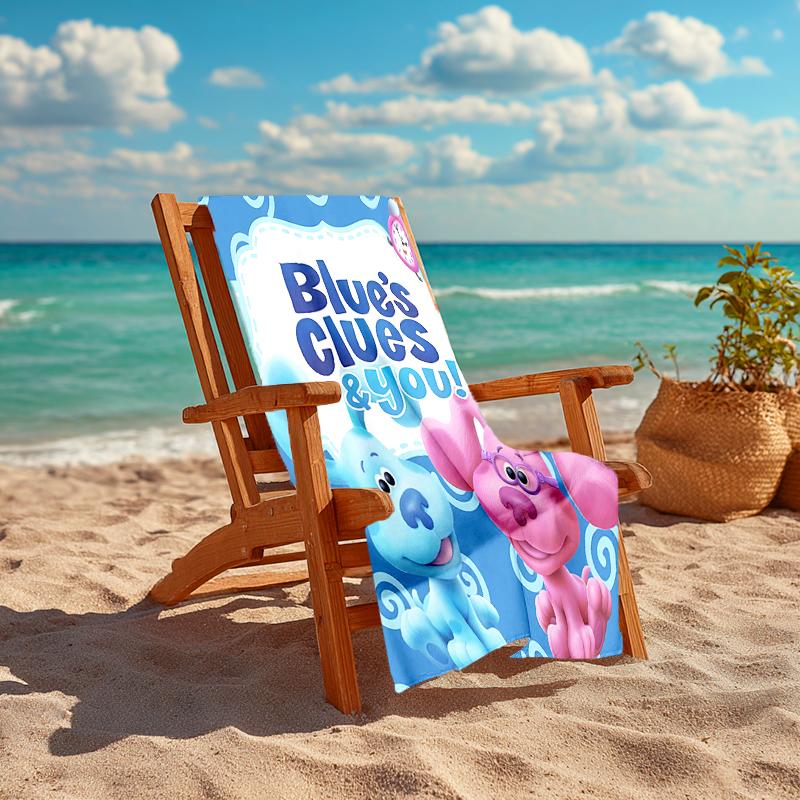 1pc Pistas da Blue Blue’s Clues3 Beach Towel, Comfortable and Thick, and Swimming/Bath/Picnic/Camping Towel, Suitable for Seaside Beaches