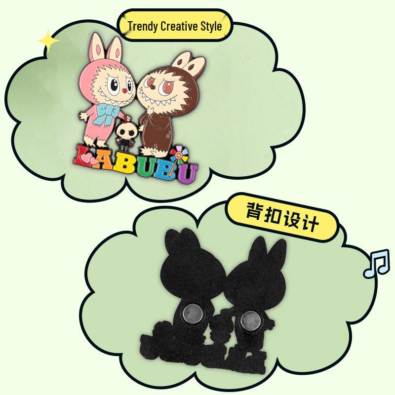 Labubu Cartoon Creative Metal Fridge Magnet – Cute, Strong Magnetic Decoration.