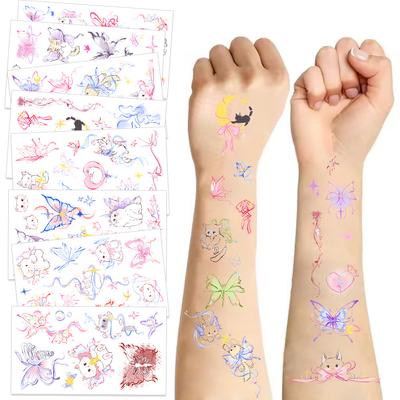 Secret Tattoo Stickers for Butterflies and Cats Can Be Waterproof Party Gifts Funny Face Stickers