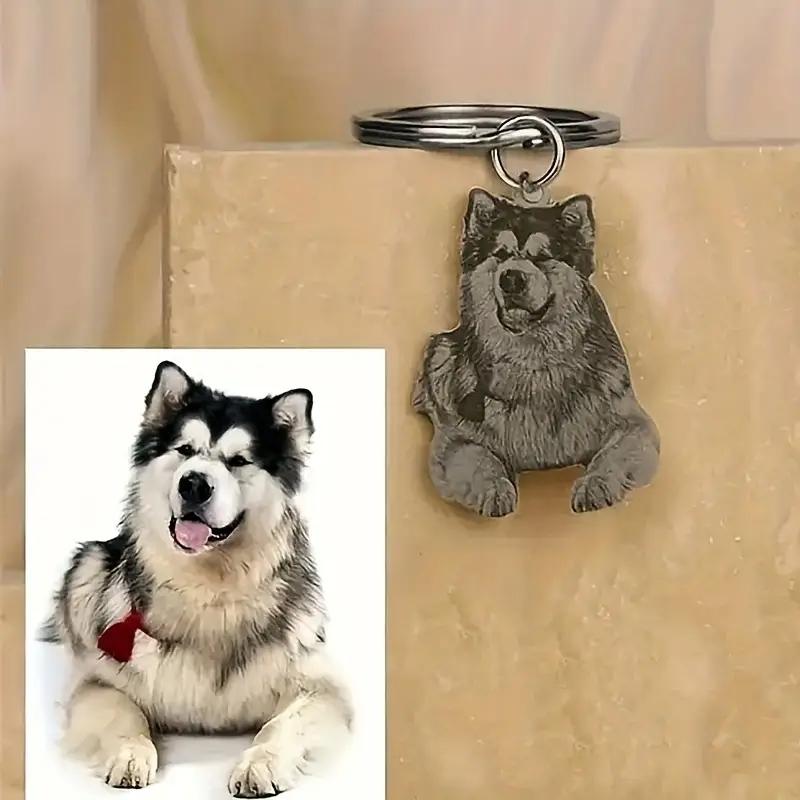 Custom Engraved Pet Memorial Keychain , Dog Cat Horse Bird Portrait, Durable Pet Lover Gift ,Pet Memorial Jewelry