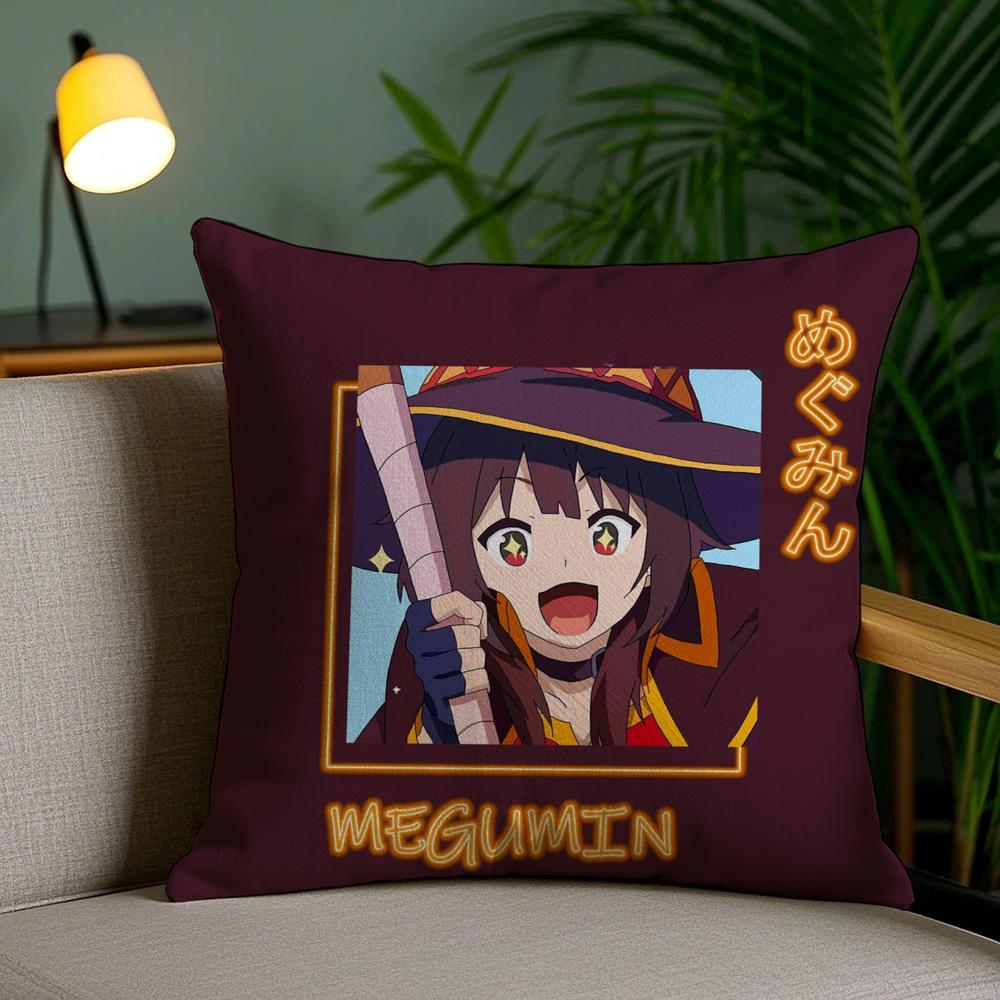 Cute M-Megumin Cushion Cover Soft Short Plush Double-Sided Printing Home Decor Machine Washable Pillow Case Gift