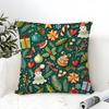 Square Cartoon Festive Print Pattern Pillow Case Linen Pillow Case Sofa Home Decor Cushion Cover Cushion Cove