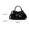 Women PU Pleated Shoulder Bag Fashion Cloud Tote Bag Chic Crossbody Bag (Black)