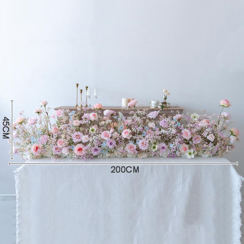 Uflower 2м Розовая Гирлянда из Роз Искусственные Декоративные Цветы для Свадебного Фона, Декорации для Вечеринки, Витрины 50X30CM